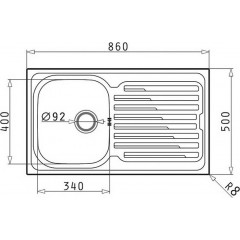 Maidtec Fedra 1B 1D Ένθετος Νεροχύτης 86x50cm Inox Σατινέ 100185301 Maidtec Fedra 1B 1D Ένθετος Νεροχύτης 86x50cm Inox Σατινέ 100185301